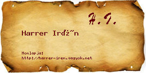 Harrer Irén névjegykártya